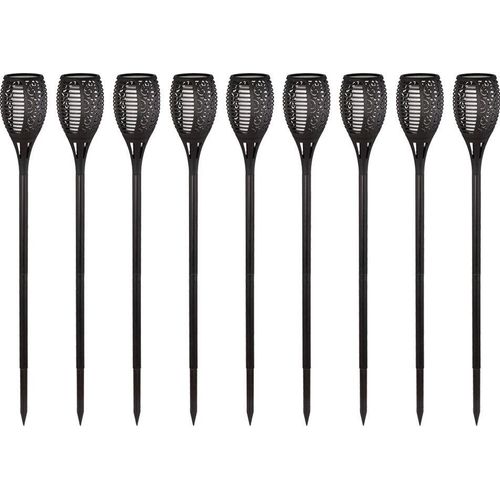 9x LED Solarleuchte, Fackel Design, Feuereffekt, H 97,5 cm