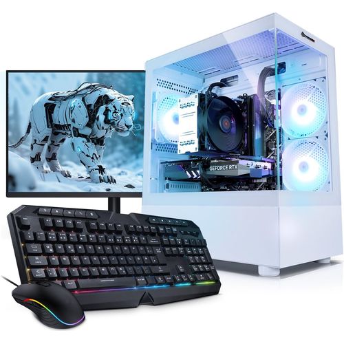 kiebel.de PC Set Gaming mit 27 Zoll TFT Total V AMD Ryzen 5 5500, 16GB DDR4, NVIDIA RTX 3050 6 GB, 1TB SSD, WLAN, Windows 11, Komplettsystem Gaming