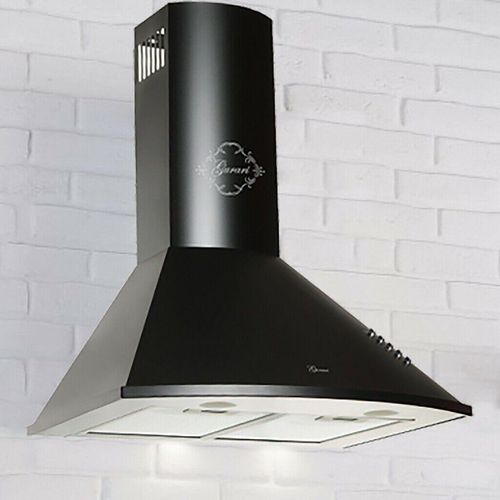 GURARI Wandhaube GCH C 046.6 BL mit Abluftschlauch 150mm, Abluft/ Umlufthaube, Dunstabzugshaube 60 cm in Schwarz, 1000m³/h, 49 dB leise