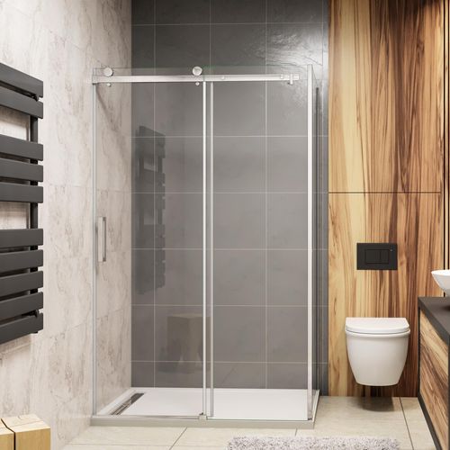 130x70x195cm Schiebetür 8mm NANO Seitenwand U-Form Kabinen Duschwand Eckdusche Abtrennung Seitenwand Image