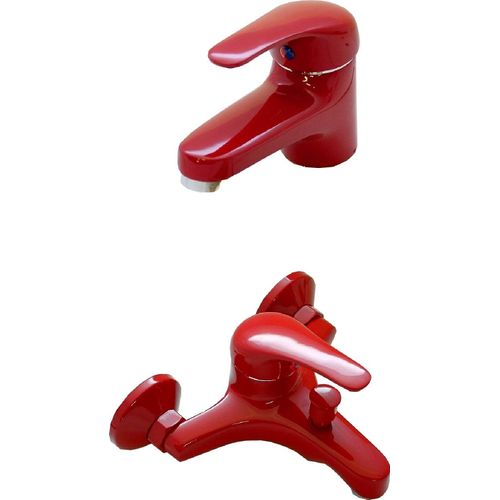 Waschtisch, Badewannen, Bad, Wasserhahn, Armatur, rot