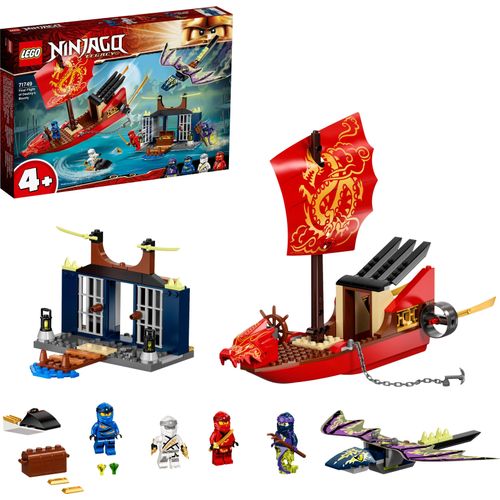 LEGO 71749 NINJAGO Flug mit dem Ninja-Flugsegler, Set mit Schiff und Figuren, darunter eine Drachen-Figur