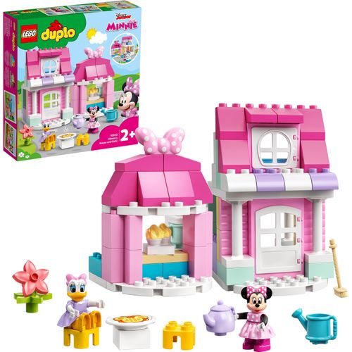 LEGO 10942 DUPLO Disney Minnies Haus mit Café, Minnie Mouse Spielzeug zum Bauen ab 2 Jahren, Kinderspielzeug mit Puppenhaus