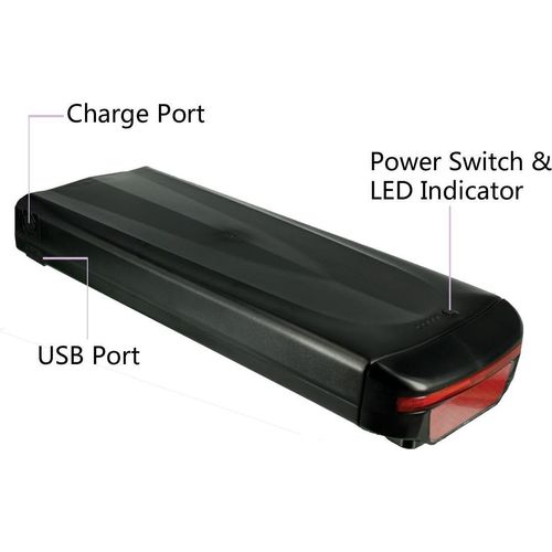 Ebike Batterie 36V Gepäckträgerakku und Batteriehalterung für Elektrofahrrad e-bike (13Ah/468Wh)