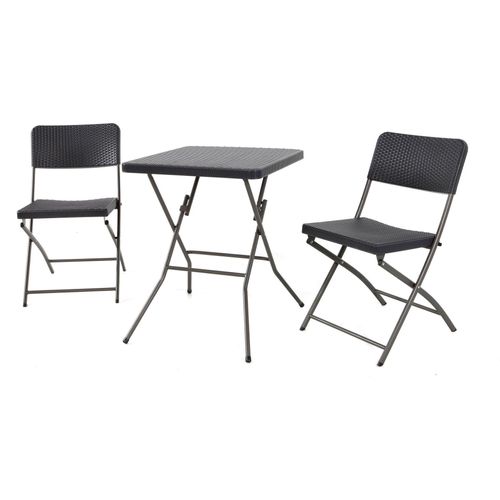 Bistroset 3-tlg. HDPE Balkonset Rattan-Optik Balkonmöbel Sitzgruppe