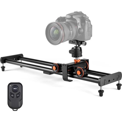 Andoer Kamera Video Dolly Slider Kit mit 3-Rad Auto Dolly Car 3-fach verstellbar + 60 cm Schienenkamera Slider + flexibler Kugelkopfadapter mit drahtloser Fernbedienung fuer DSLR-Kamera-Camcorder