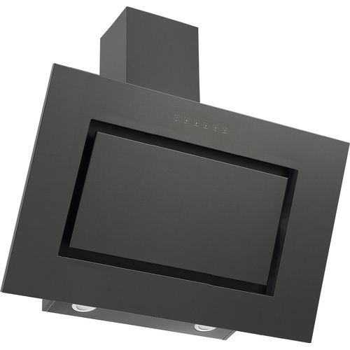 Dunstabzugshaube 90 cm kopffreie Schräghaube Umluft LED Blacksteel Respekta