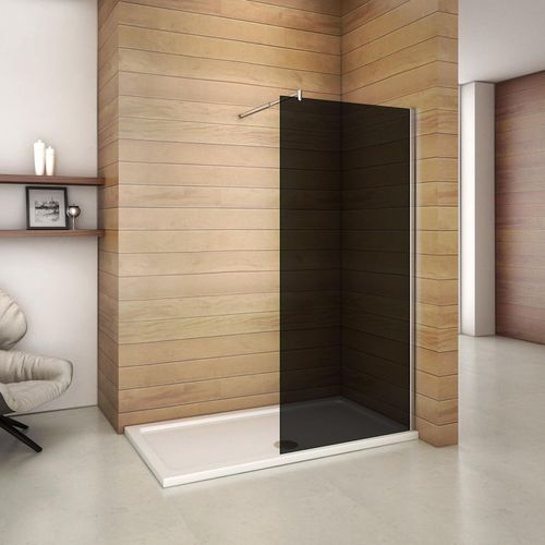 Duschwand 90x200cm mit Befestigungsstange die Klemme 70-120cm 8mm Antikalk- und Rauchglas und wird