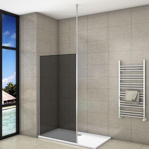 Duschkabine 100x200cm Duschwand mit Glasschutzfolie 8mm NANO-ESG Walk in Duschtrennwand+2030-3200mm Deckenhalter