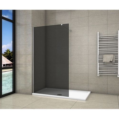 Duschkabine 100x200cm Duschwand mit Glasschutzfolie 8mm NANO-ESG Walk in Duschtrennwand+73-120cm Stabilisator Höhe 200cm