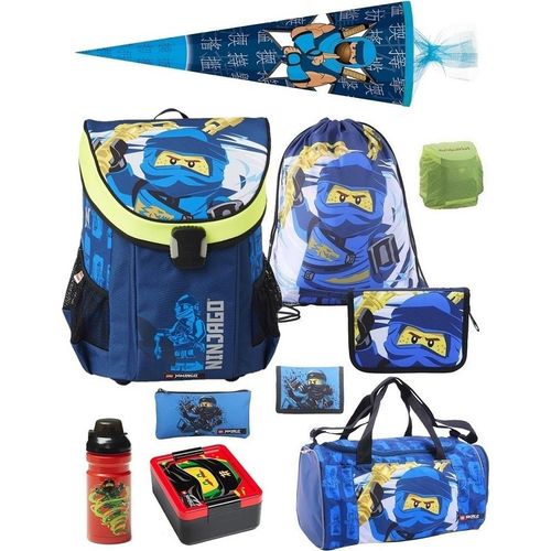 Lego Ninjago Schulranzen Set 10-tlg. EASY JAY Ranzen 1. Klasse mit Sporttasche und Schultüte Ninja Blau
