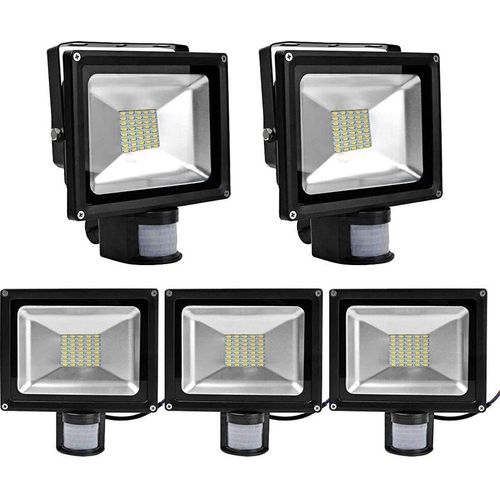 Greenmigo 5x 30W SMD Fluter mit Bewegungsmelder LED Strahler Warmweiß warmweiss Licht IP65 Wasserdicht LED Lampe Wandleuchter Flulicht Flutbeleuchtung LED Gartenlampe Außenstahler