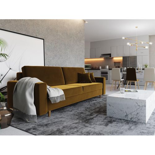 Sofa 3-Sitzer BELLA mit Schlaffunktion Gelb