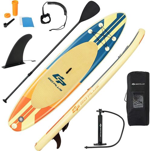 GOPLUS 335 cm SUP Board Aufblasbar Paddelboard Surfboard Stand Up Paddelbrett Surfbrett mit Pumpe Paddel Tragetasche 130 kg belastbar