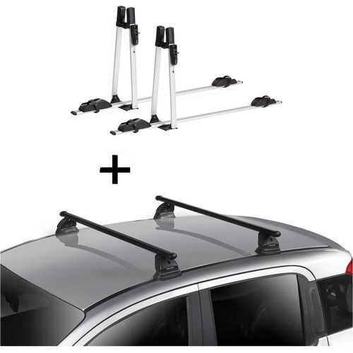 2x VDP Fahrradträger ALU Premium + Dachträger VDP EVO Stahl kompatibel mit Mazda 2 (DE) 3-5 Türer 2007-2015