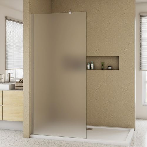 Duschwand 110x200cm mit Befestigungsstange die Klemme 73-120cm 10mm Milchglas