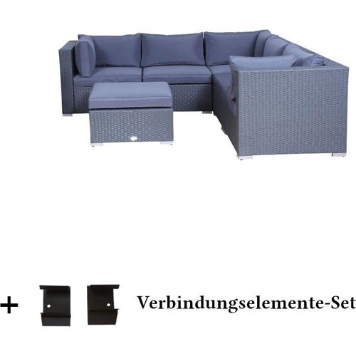 Poly Rattan Gartenmöbel Palma anthrazit Hocker Alu Garnitur Lounge Garten Sitzgruppe Gartenset