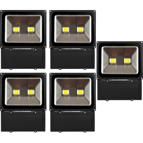 5pcs 100W LED Fluter Außen Strahler Flutlicht,Greenmigo Warmweiß Wasserdicht IP65 Super Helles Sicherheitsbeleuchtung für Garten,Hof,Lager,Platz,Plakatwand