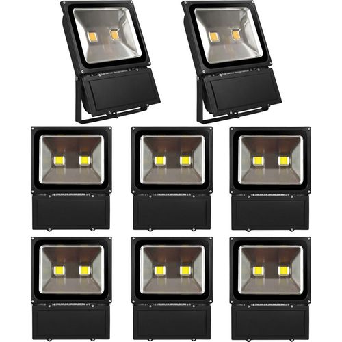 8pcs 100W LED Fluter Außen Strahler Flutlicht,Greenmigo Warmweiß Wasserdicht IP65 Super Helles Sicherheitsbeleuchtung für Garten,Hof,Lager,Platz,Plaka