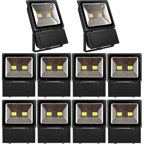 10pcs 100W LED Fluter Außen Strahler Flutlicht,Greenmigo Warmweiß Wasserdicht IP65 Super Helles Sicherheitsbeleuchtung für Garten,Hof,Lager,Platz,Plakatwand