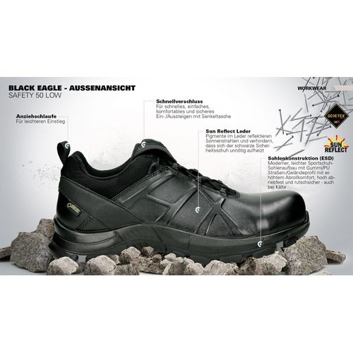 HAIX Sicherheitsschuhe S3 BLACK EAGLE Safety 50.1 low 620001 Schwarz 50