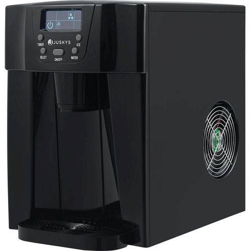 Juskys Eiswürfelmaschine PIM200L mit 2in1 Spender & Timer – bis 12kg / Tag, Eiswürfel in 6 - 10 Minuten, 2 Größen, 2L Tank – Eiswürfelbereiter Schwarz