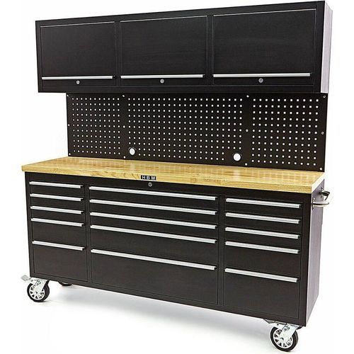 Werkbank mit Schrankwand und Holzplatte 182cm