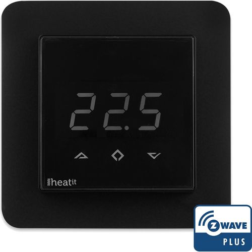 Heatit Z-Wave Thermostat Schwarz für elktrische Fußbodenheizung Temperaturregler Heizungssteuerung