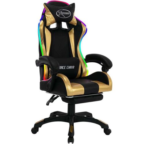 vidaXL Gaming-Stuhl mit RGB LED-Leuchten Gold und Schwarz Kunstleder