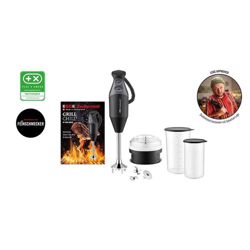 ESGE Zauberstab M 200 BBQ Stabmixer schwarz mit bis zu 17.000 U/min, 200W, mit Zerkleinereraufsatz, 98215