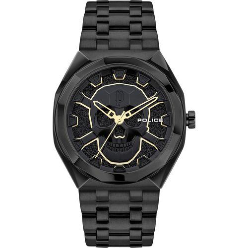 Police Armbanduhr Totenkopf Edelstahlarmband Black PEWJG2110701
