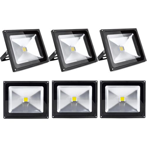 Greenmigo 6x 50W Fluter Strahler Kaltweiß Silbergrau Aluminium Gehäuse IP65 Wasserdicht LED Lampe Wandleuchter Flulicht Flutbeleuchtung LED Gartenlampe Außenstahler