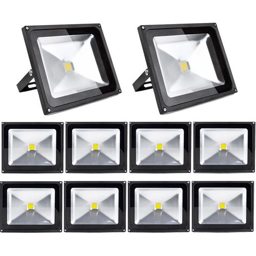 Greenmigo 10x50W LED Strahler Kaltweiß Fluter Licht Scheinwerfer Außenstrahler Wandstrahler Aluminium IP65 Wasserdicht