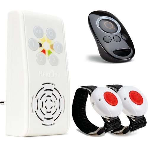 HelpLine 230 Pflegeruf Set für Zwei mit 2X Notrufarmband für die häusliche Pflege; Funk Notrufsystem mit 2X Notruf Armband und Quittierungs-Sender