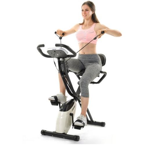 X-Bike, magnetische faltbares Fitnessfahrrad, Heimtrainer für Cardio Workout Indoor Cycling mit Traningscomputur und Expanderbänder