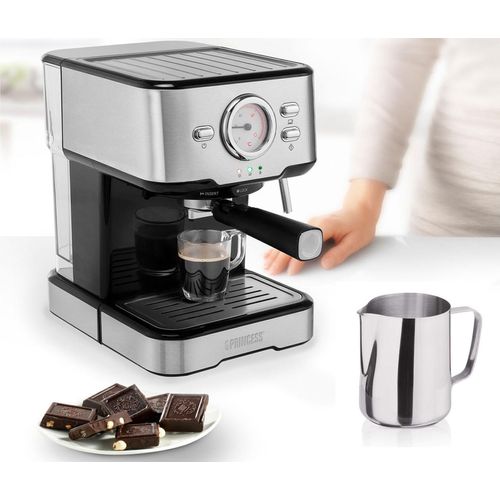 Siebträger Espresso & Kapselmaschine mit Milchaufschäumer für 1 oder 2 Tassen