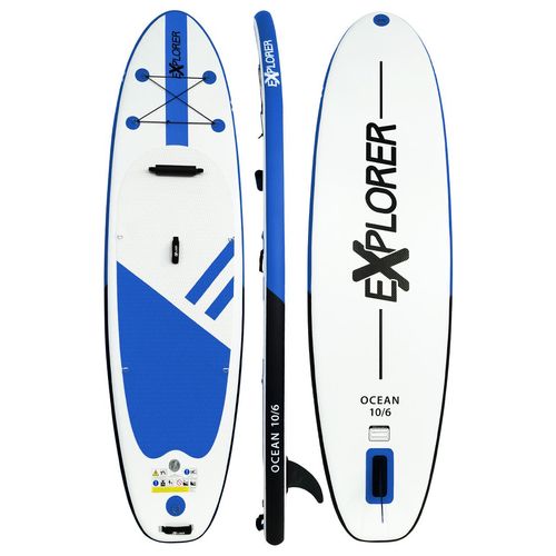 SUP Board 320 aufblasbar EXPLORER OCEAN Komplettset Paddel ISUP Kajak DH-Pumpe