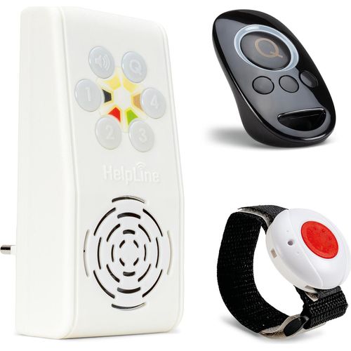 HelpLine 230 Hausnotruf mit Notrufarmband für die häusliche Pflege; Funk Notrufsystem; Notrufknopf für Senioren; Pflegeruf Set mit Armband- u. Quittierungssender