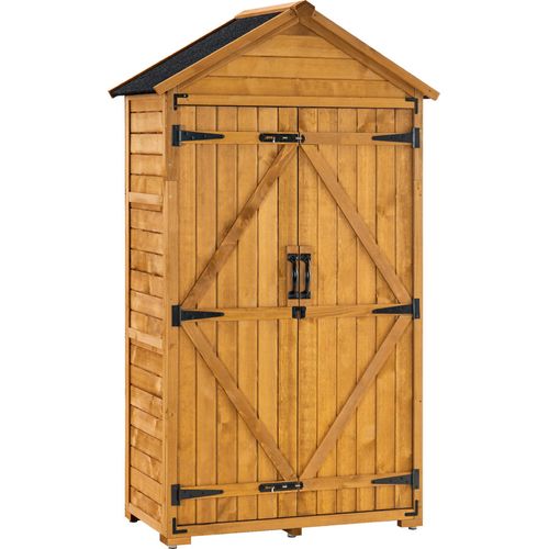 M MCombo Gartenschrank Geräteschuppen Werkzeugschrank Outdoor-Schrank Gartenbox mit Satteldach aus Holz wasserfest, 1000D,(Natur)
