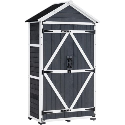 MCombo Gartenschrank Geräteschuppen Werkzeugschrank Outdoor-Schrank Gartenbox mit Satteldach aus Holz 1000EY