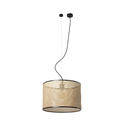 Hängeleuchte MAMBO 450 E27 15W Stahl mattschwarz, Rattan L:45cm H:500cm dimmbar