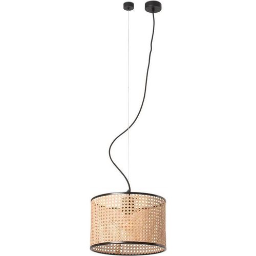 Hängeleuchte MAMBO 320 E27 15W Stahl mattschwarz, Rattan L:32cm H:500cm dimmbar