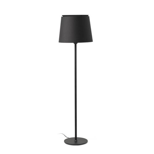 Stehleuchte SAVOY E27 15W Stahl mattschwarz, Textil Schwarz L:42cm H:160cm