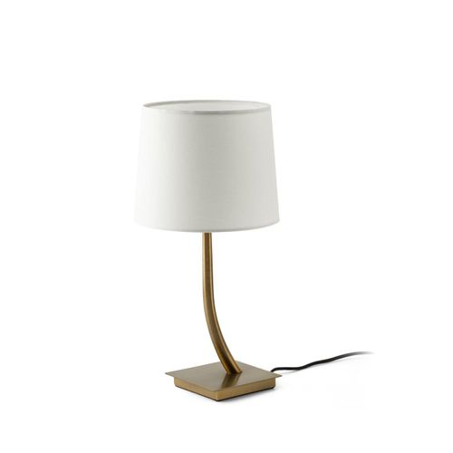 Tischleuchte REM E27 15W Stahl altes Gold, Textil Weiß L:15cm H:37cm dimmbar