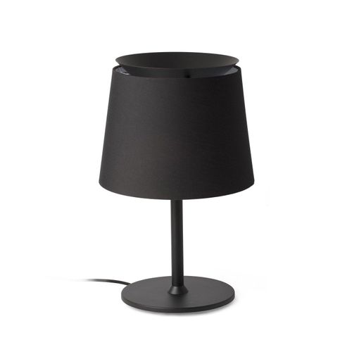 Tischleuchte SAVOY E27 15W Stahl mattschwarz, Textil Schwarz L:32cm H:51cm