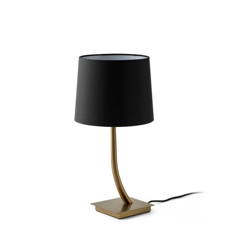 Tischleuchte REM E27 15W Stahl altes Gold, Textil Schwarz L:15cm H:37cm dimmbar