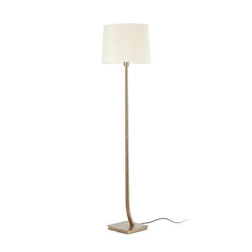 Stehleuchte REM E27 15W Stahl altes Gold, Textil Weiß L:25cm H:141cm dimmbar
