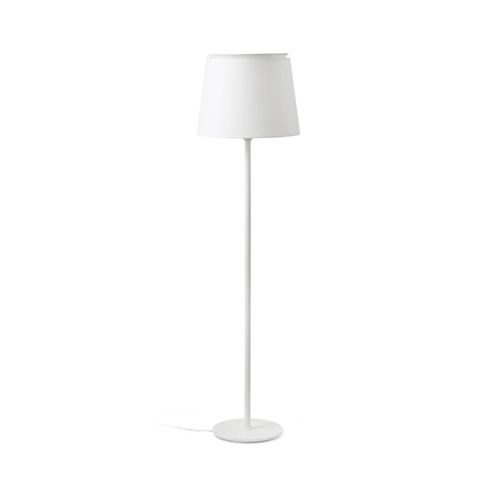 Stehleuchte SAVOY E27 15W Stahl mattweiß, Textil Weiß L:42cm H:160cm