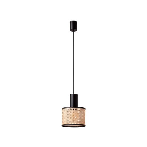 Hängeleuchte MAMBO 210 E27 15W Stahl mattschwarz, Rattan L:21cm H:186cm dimmbar