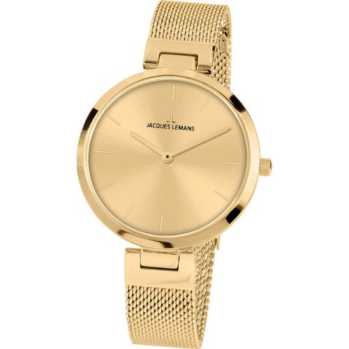 Jacques Lemans 1-2110M Damen-Armbanduhr, Gold-Gehäuse, Metall-Armband